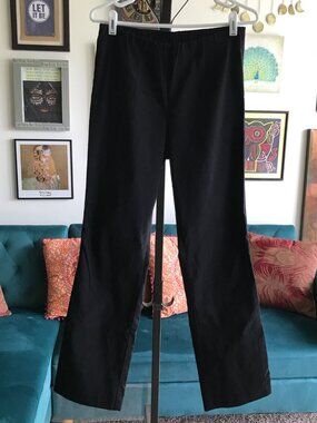 ULLA POPKEN size 12 Black Pull-On Bengaline Straight Leg Elastic Waist Pants